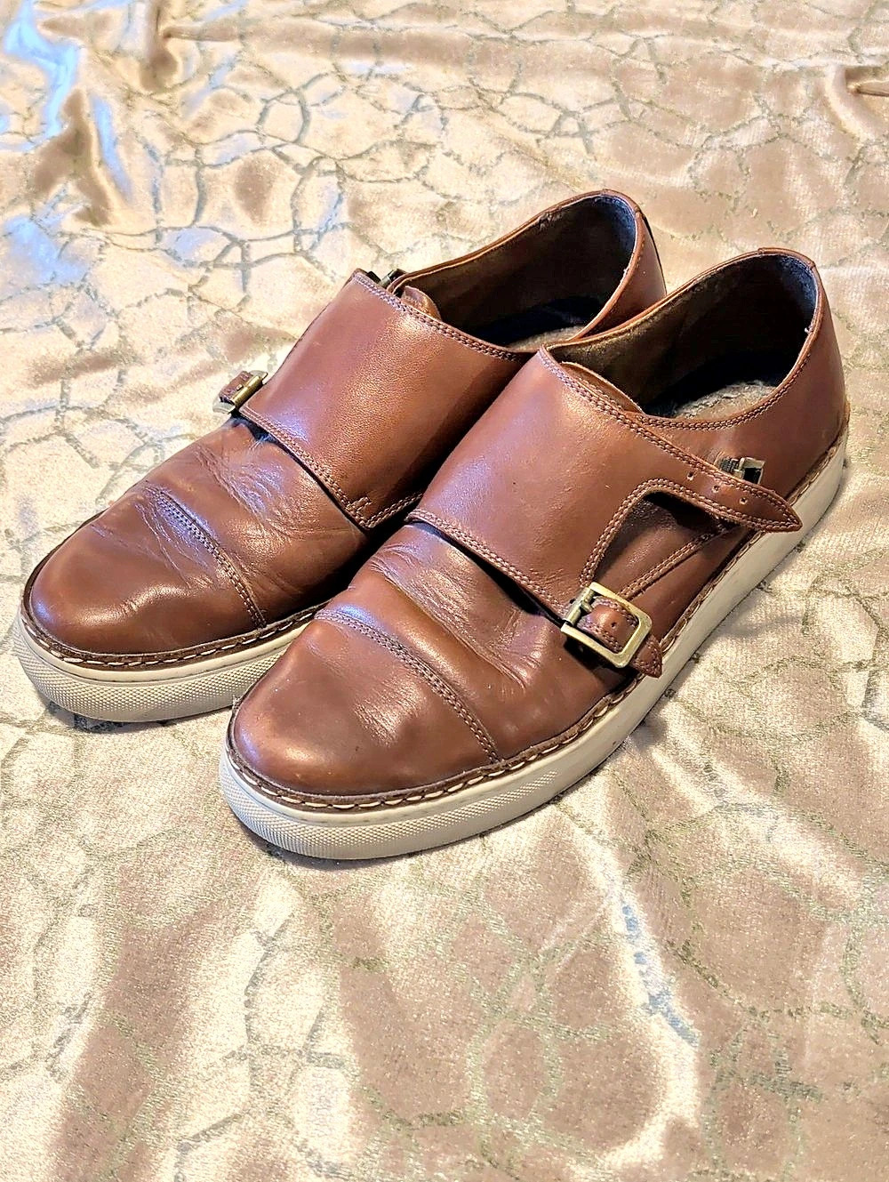 Florsheim Rucci Cap Toe Double Monk Strap Brown Buckle Sneakers